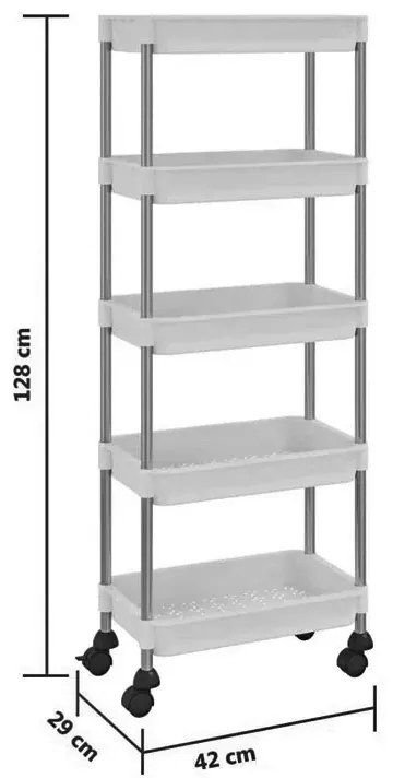 Biały 5-poziomowy wózek kuchenny - Gipo
