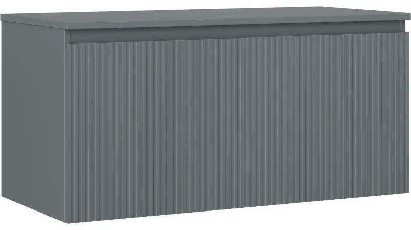 Mexen Rivel szafka łazienkowa podumywalkowa 100 cm z blatem, 1 szuflada, ryflowana , grafit mat - 91A20-10047-1-BFC66