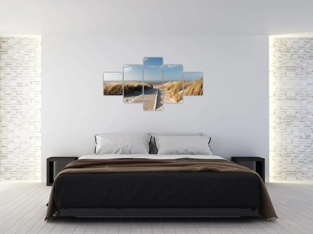 Obraz - Piaszczysta plaża na wyspie Langeoog, Niemcy (125x70 cm)