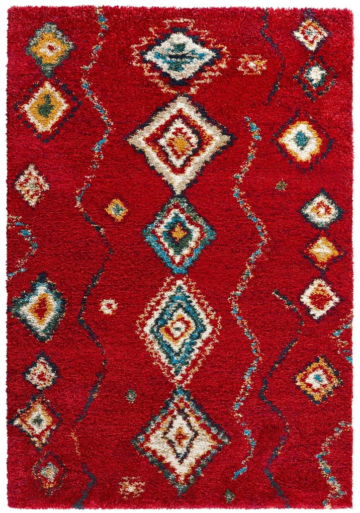 Dywan shaggy Nomadic Etno czerwony 80 cm x 150 cm
