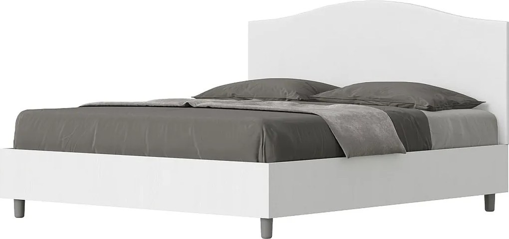 Łóżko wyposażone w stelaż z listwami 160x190 konstrukcja Frassino biała zagłówek sztucznej skóry Biały Grace