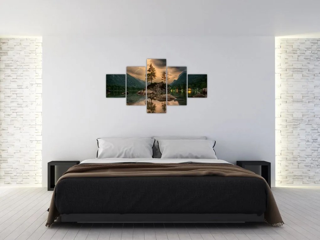 Obraz - jezioro w górach (125x70 cm)