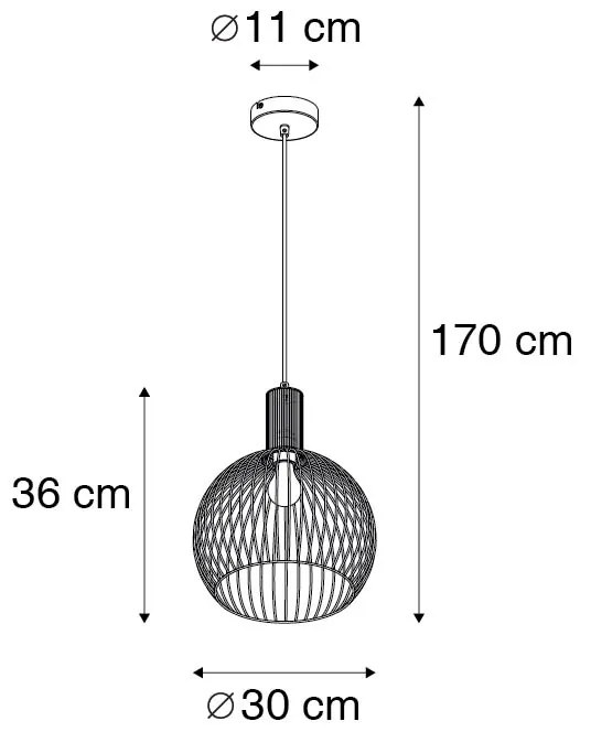 Designerska okrągła lampa wisząca czarna 30 cm - DosDesignerski Oswietlenie wewnetrzne