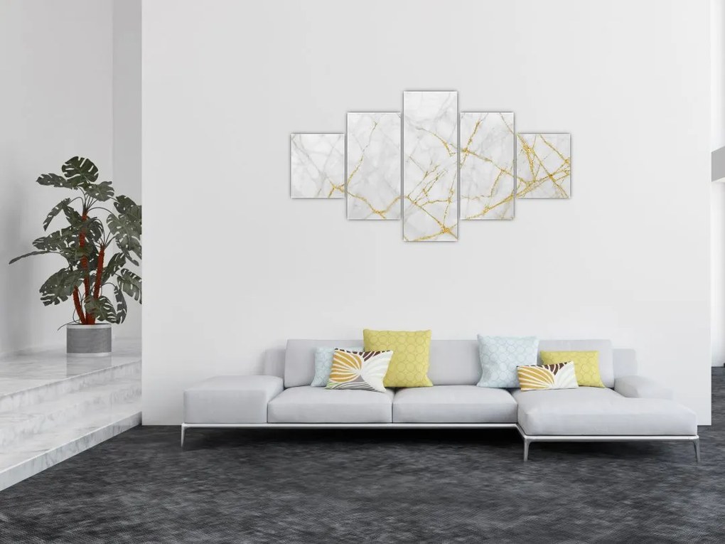 Obraz - Biało - złoty marmur (125x70 cm)