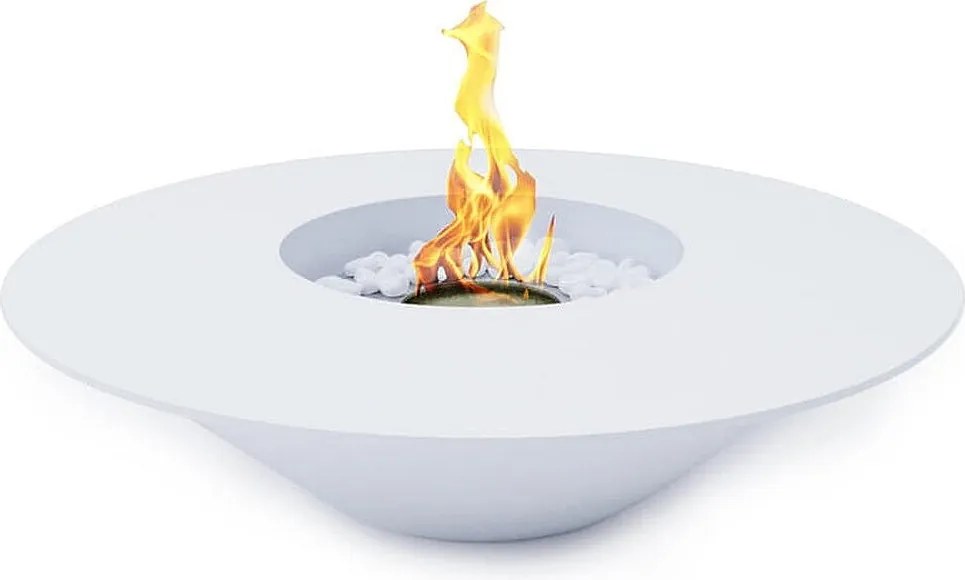 SANTORINI Biały okrągły kominek ogrodowy na bioetanol D.60