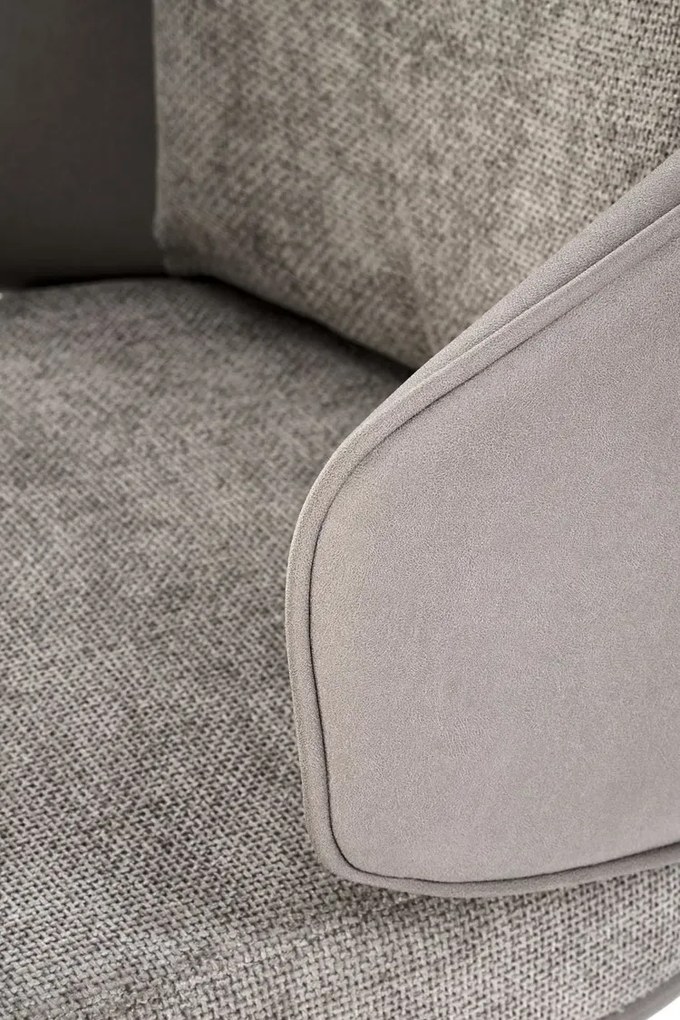 Popielaty tapicerowany fotel z obrotowym siedziskiem R7-S08