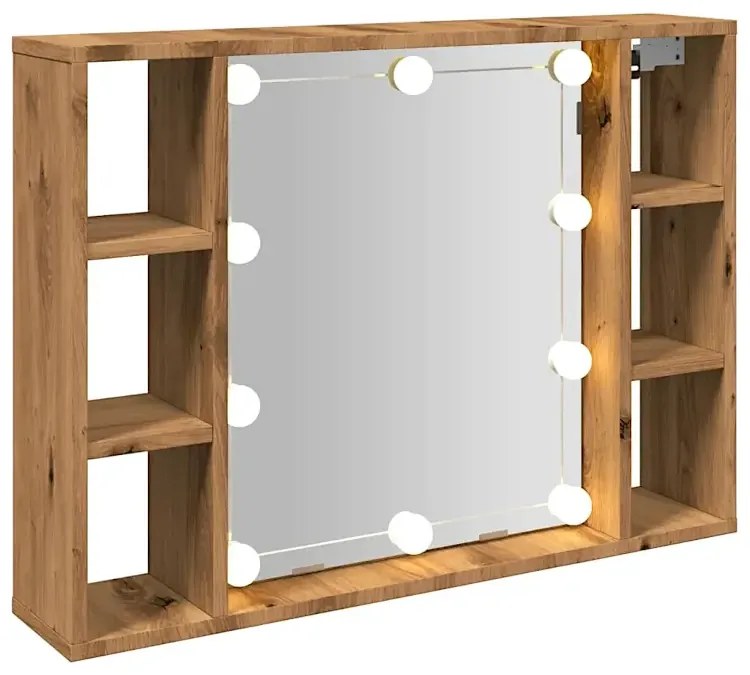 Lustro z półkami i oświetleniem LED dąb artisan Z4-E56