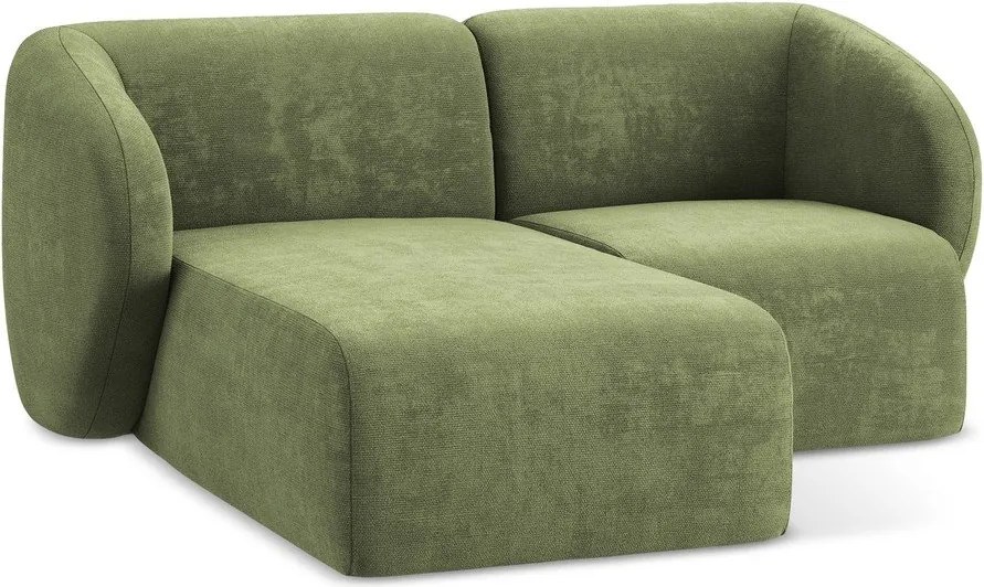 Zielony narożnik z tkaniny szenilowej (lewostronny/z szezlongiem) Lani – Makamii