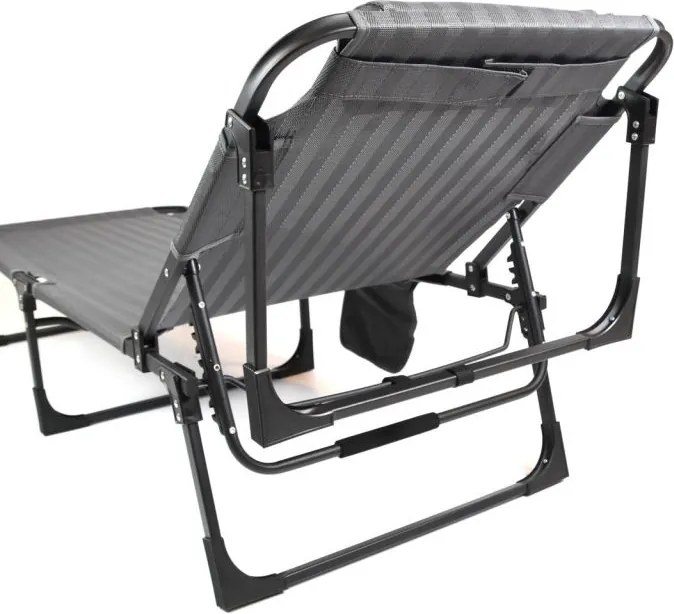 Składany leżak z poduszką, szary, wymiary: 189 x 63 x 34 cm.