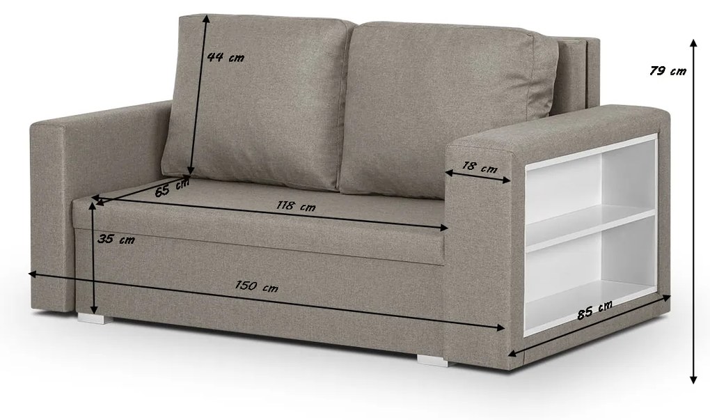 Sofa kanapa 2 os z funkcją spania MILO1 Brązowy