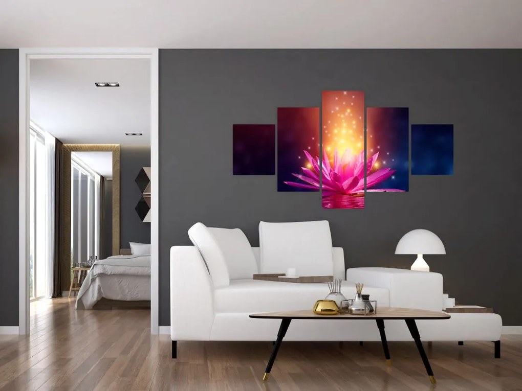 Obraz lilii wodnej na wodzie (125x70 cm)