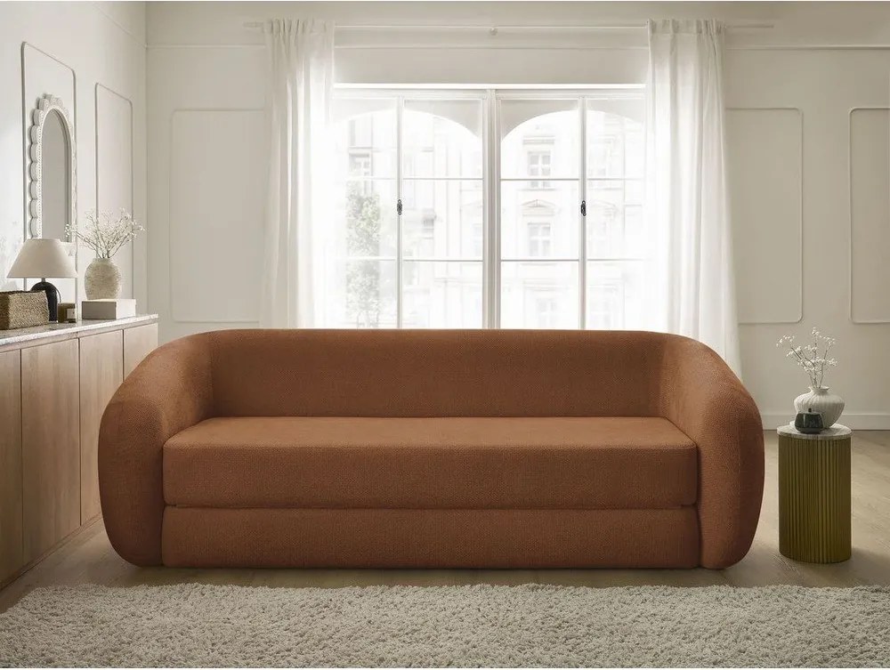 Pomarańczowa rozkładana sofa z tkaniny szenilowej 228 cm Neyo – Bobochic Paris
