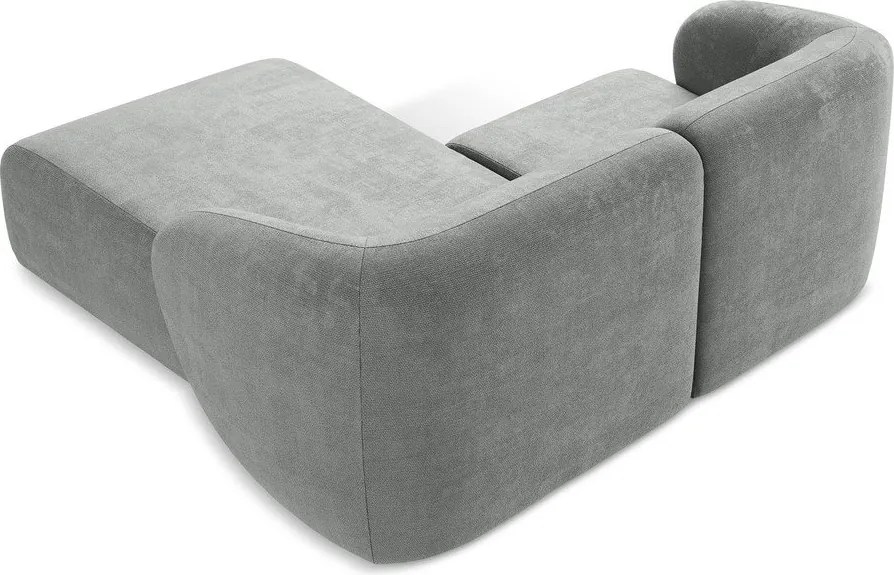 Szary narożnik z tkaniny szenilowej (prawostronny/z szezlongiem) Lani – Makamii