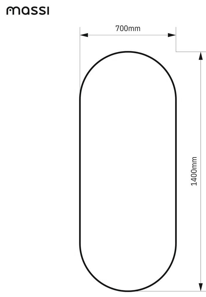 Lustro owalne symetryczne bezramowe z podświetleniem PLATAN LED | Różne rozmiary | Różne kolory szkła : Kolor tafli szkła - Grafit, Rozmiar - 70x140 cm