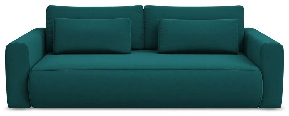 Turkusowa aksamitna rozkładana/ze schowkiem sofa 238 cm Kapua – Makamii