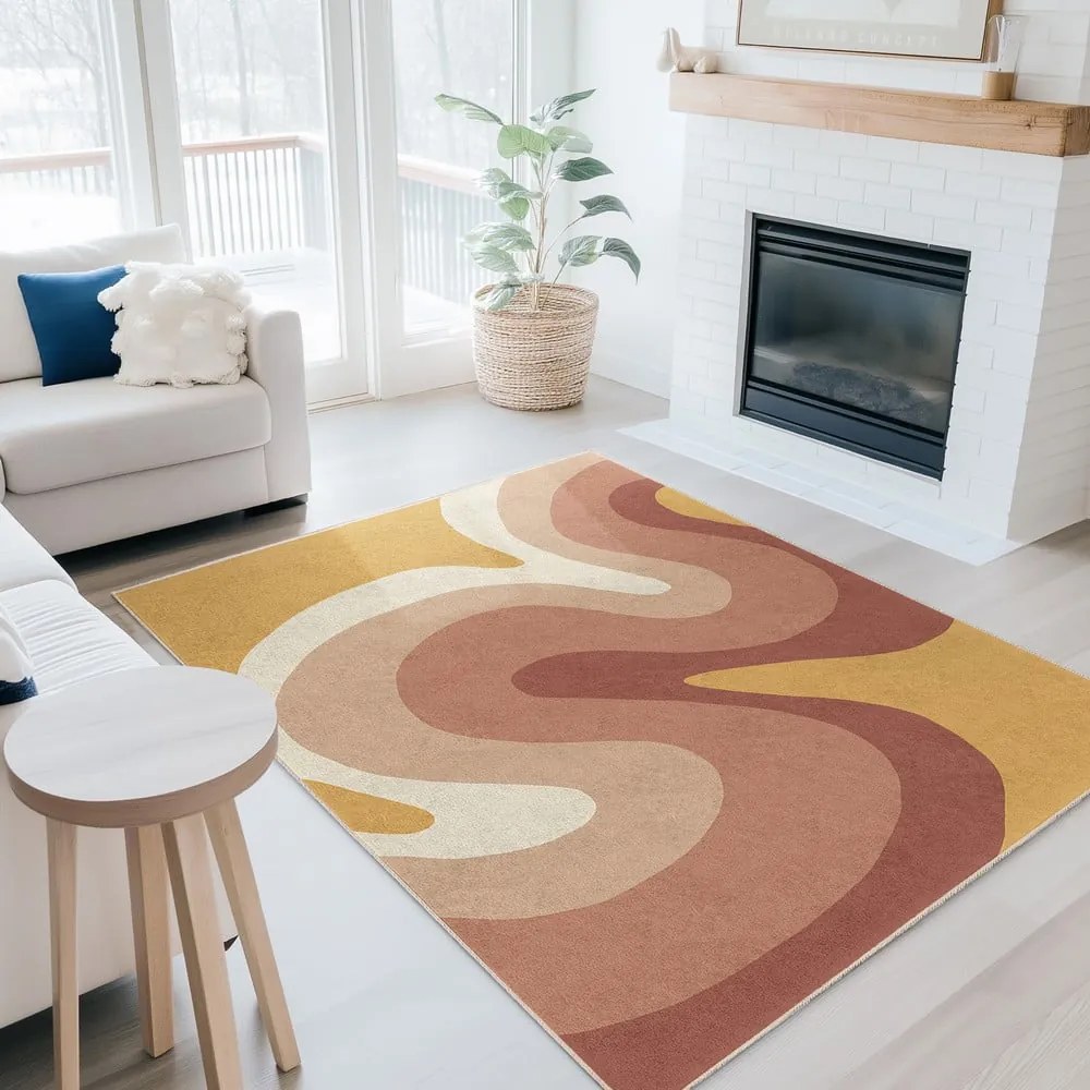 Żółto-szaroróżowy dywan odpowiedni do prania 120x180 cm Strawberry Creamsicle – Mila Home