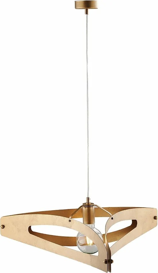 Lampa wisząca Onyx z laserowo ciętym dyfuzorem, czarne lakierowane żelazo, polerowany mosiądz, dekor stare złoto, regulowany kabel, 1 światło