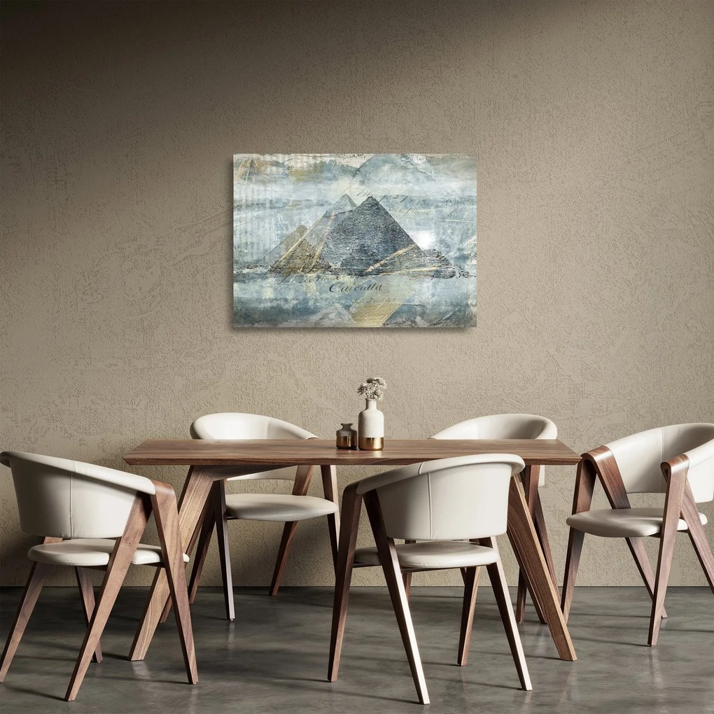 Obraz na szkle - Piramidy w niebieskim filtrze (70x50 cm)