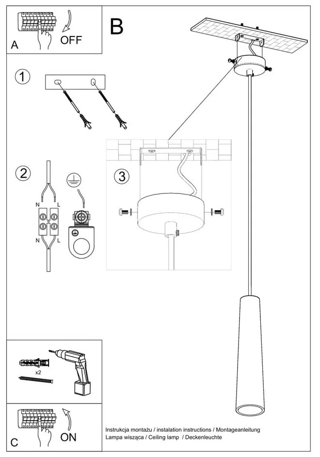 Biała lampa wisząca z ceramicznym kloszem ø 8 cm Alverna – Sollux