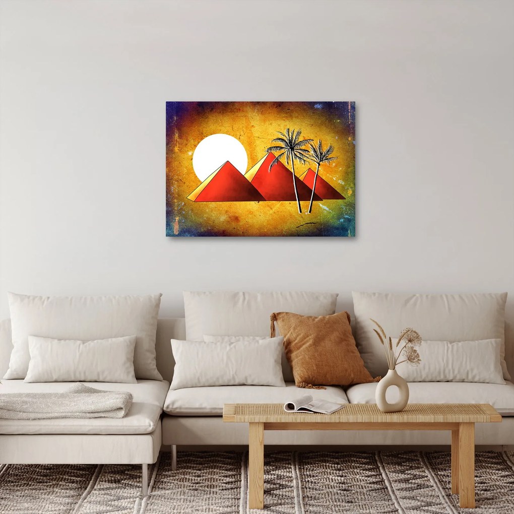 Obraz malowanych egipskich piramid (70x50 cm)