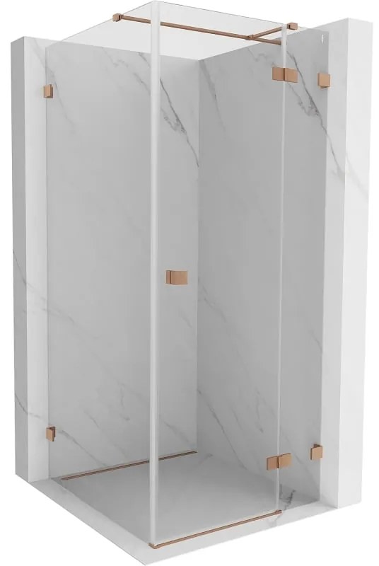 Mexen Lunar T kabina prysznicowa uchylna prawa 90 x 90 cm, transparent, miedź szczotkowana - 834T-090-090-65-00-P