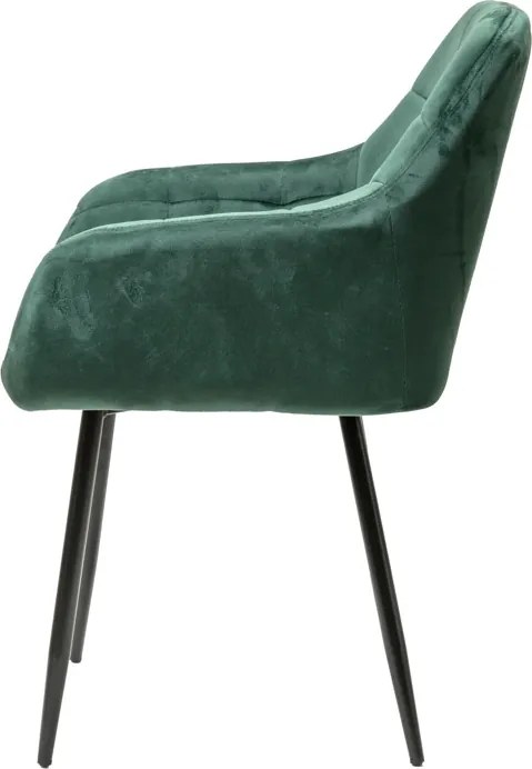 Ciemnozielone krzesło do jadalni MARLEN VELVET z czarnymi nogami