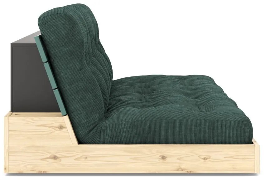 Ciemnozielona sztruksowa rozkładana sofa 196 cm Base – Karup Design