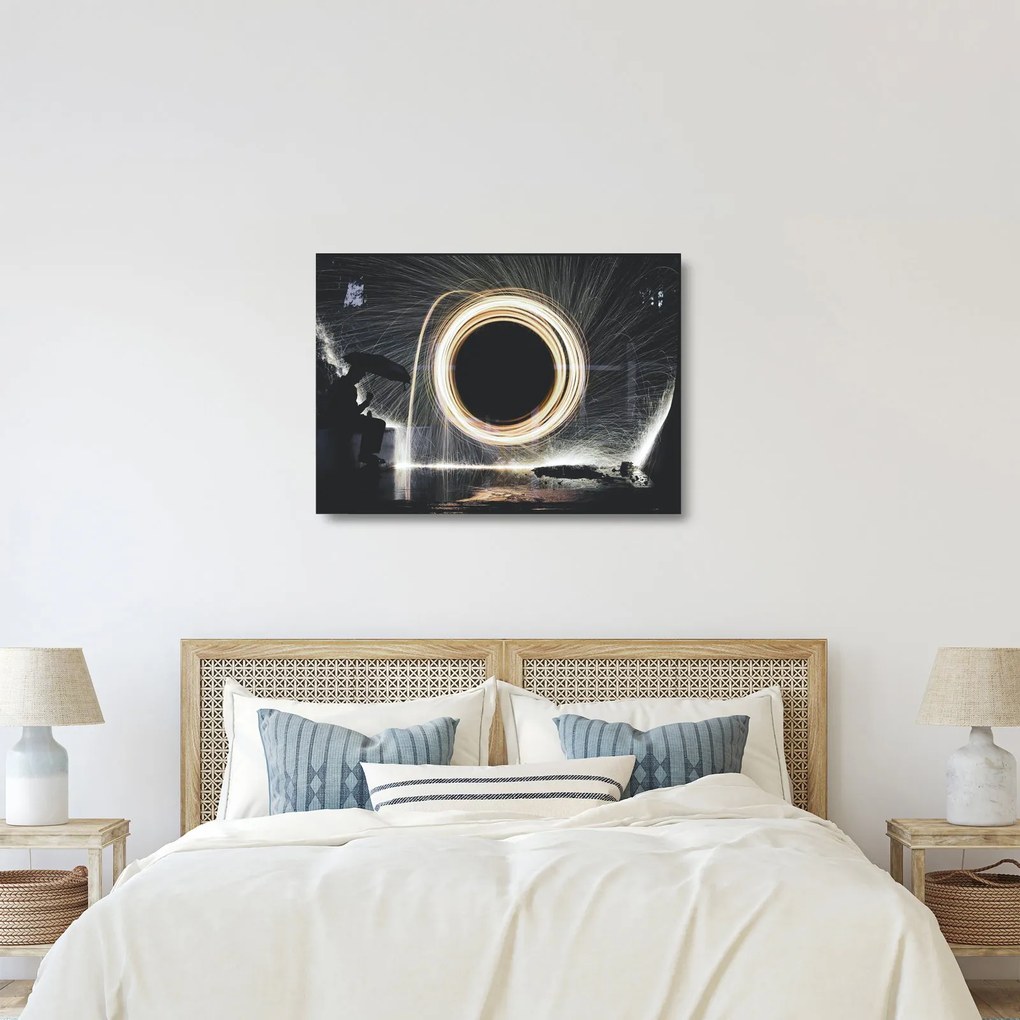 Obraz na szkle - Pokaz świateł w deszczu (70x50 cm)