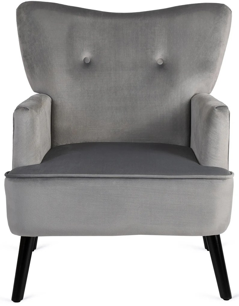 Fotel Uszak Wypoczynkowy BUNNY Szary Welurowy Nowoczesny Loft