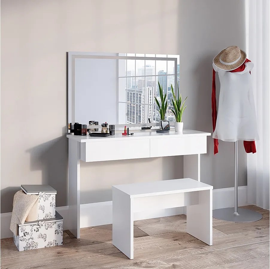 Stół do toalety biały 120x40x83 azur