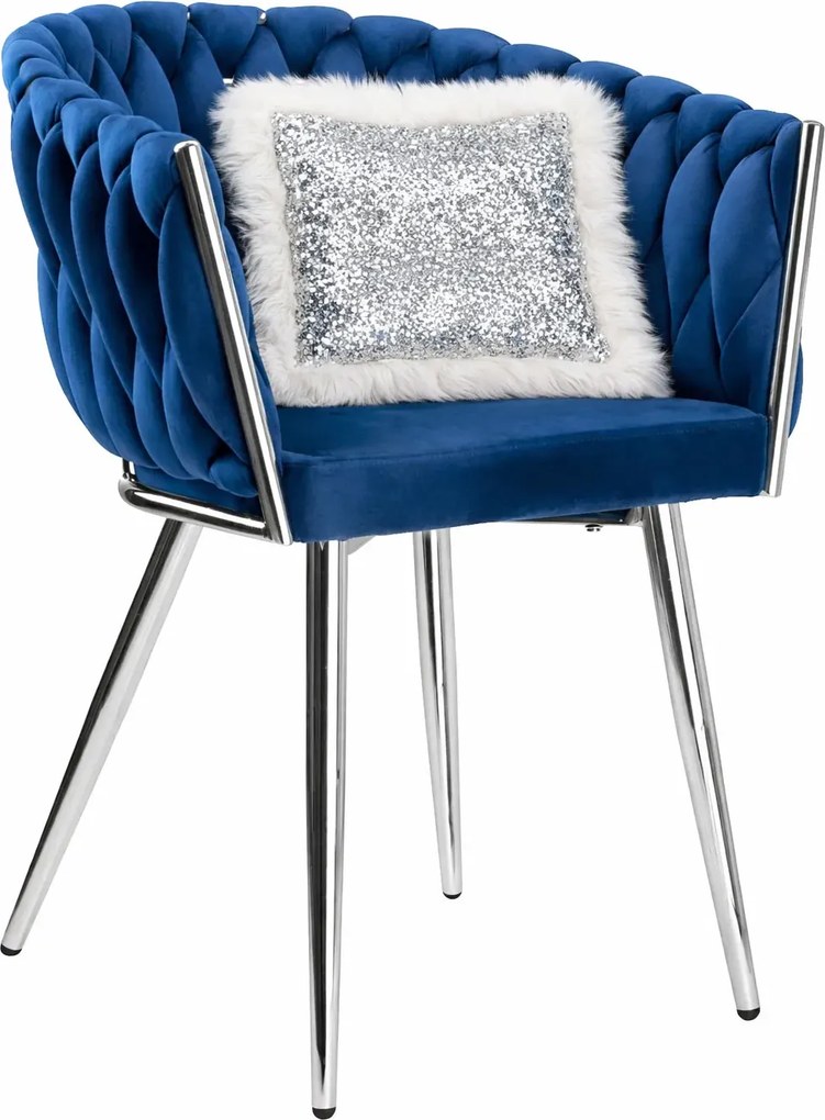 Niebieskie krzesło na chromowanych nogach F4-W44
