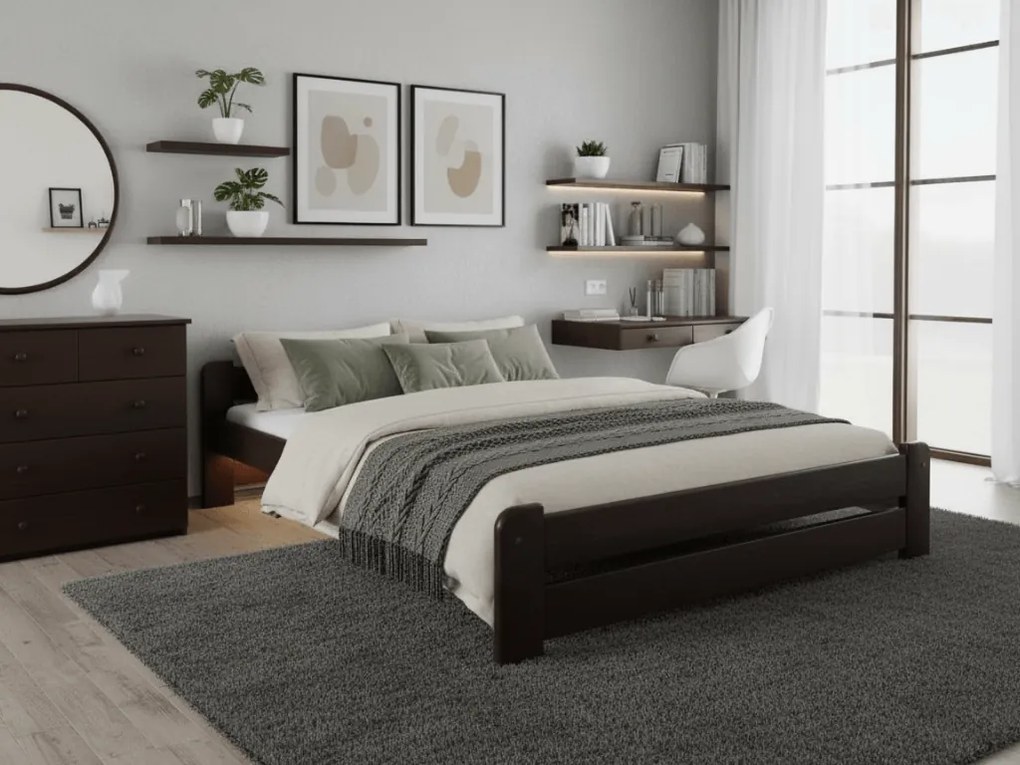 Łóżko Emily 140 x 200 cm, orzech Stelaż: Ze stelażem listwowym rolowanym, Materac: Materac Deluxe 10 cm