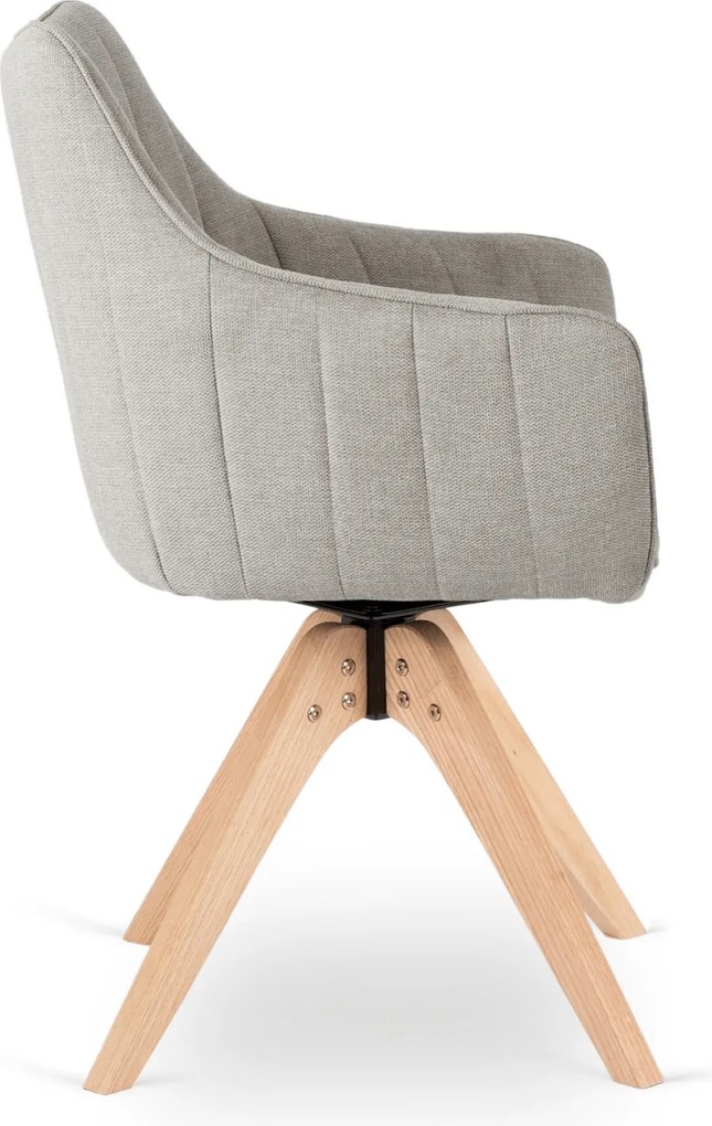 Krzesło Tapicerowane Obrotowe do Salonu LEMON Szare Nowoczesne Skandynawskie