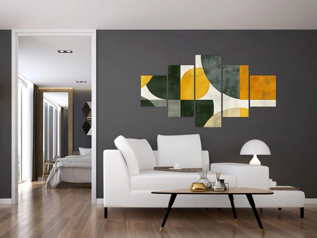 Obraz - Abstrakcja w oliwkowym kolorze (125x70 cm)