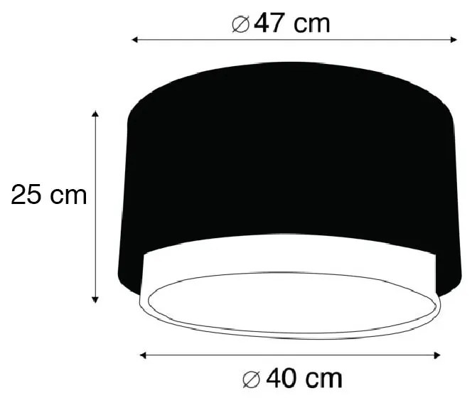 Abażur do lampy wiszącej z tkaniny czarny/biały 47/25 - Duo Nowoczesny