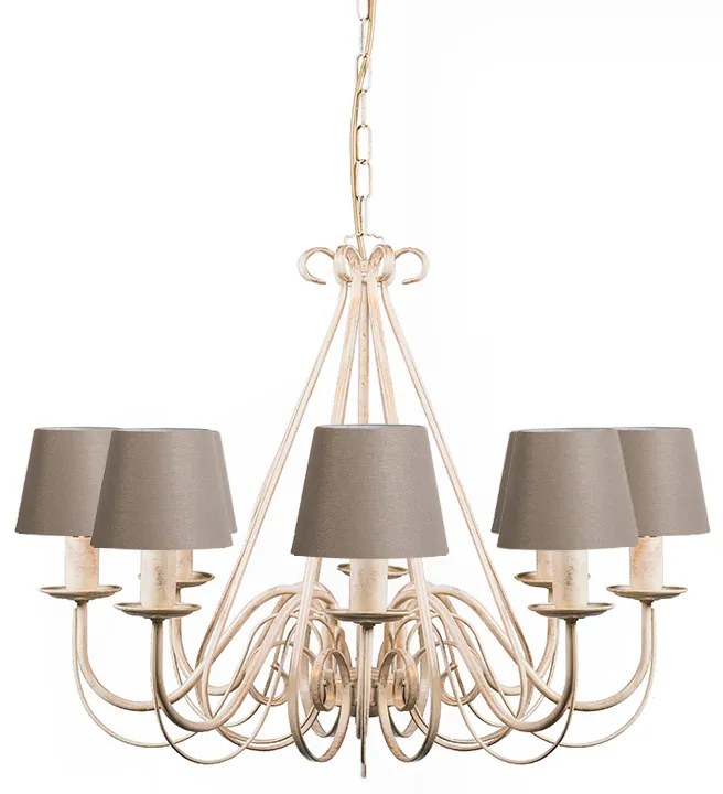 Kryształowy żyrandol 60 cm w kolorze kremowym z abażurami w kolorze taupe - Giuseppe 8