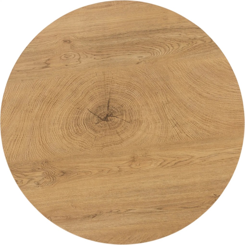 Stolik kawowy okrągły Liviano 80 cm z metalowymi nogami - dąb naturalny / czarny