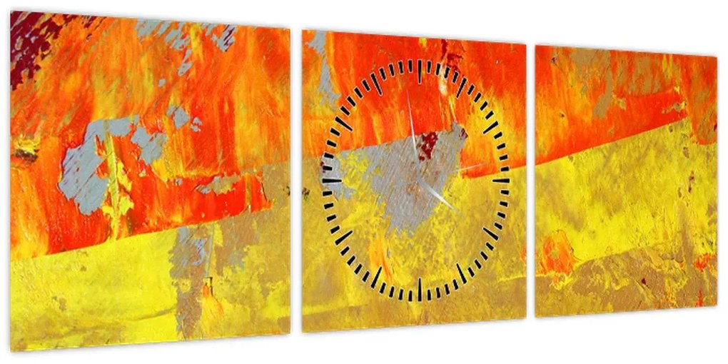 Obraz abstrakcji - malarstwo (z zegarem) (90x30 cm)