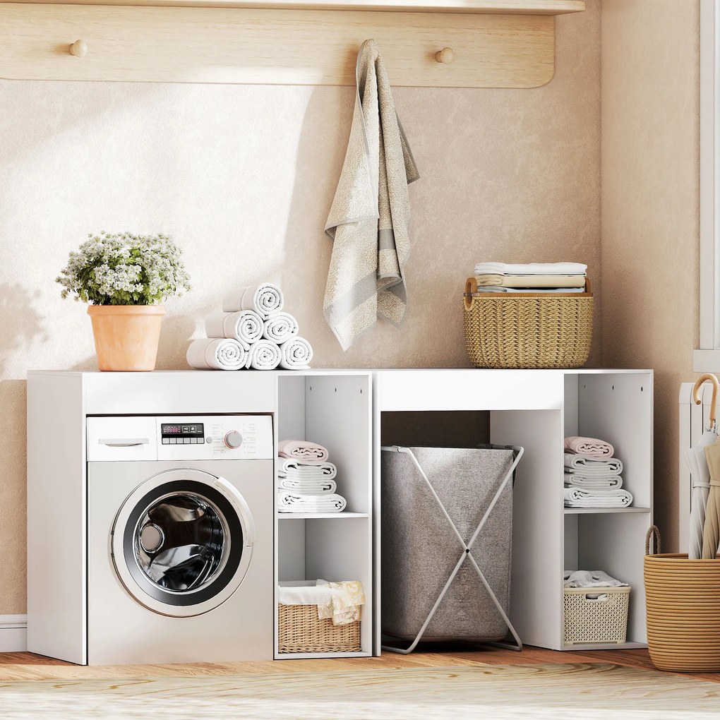 HOMCOM Szafka nad pralkę, organizer łazienkowy nad toaletę z otwartymi półkami do pralni, biały | Aosom PL
