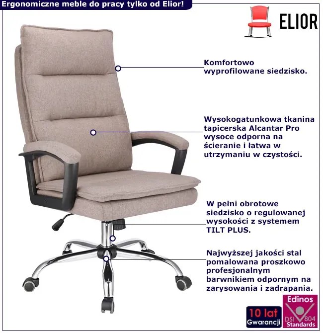 Brązowy regulowany fotel obrotowy do biurka T5-E62