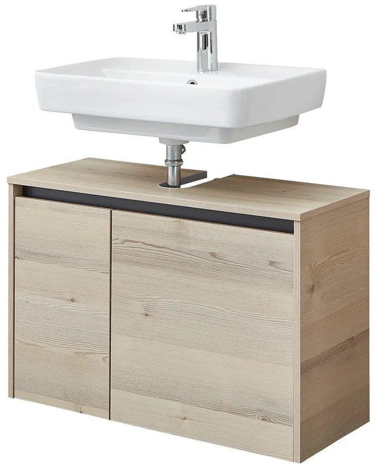 Wisząca szafka bez umywalki w dekorze sosny w naturalnym kolorze 53x80 cm Quickset 393 – Pelipal