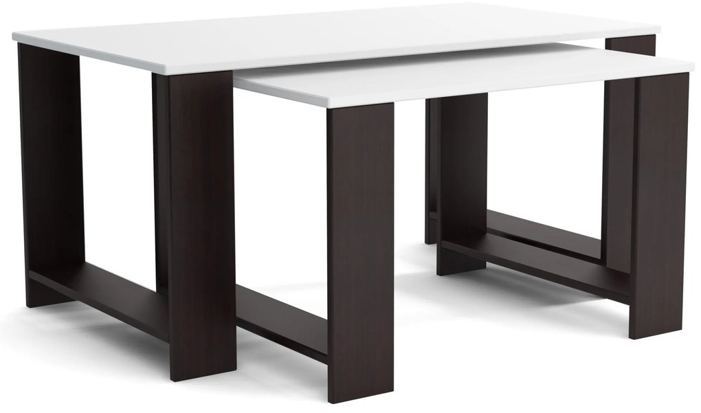 Stoliki kawowe ZESTAW STOLIKÓW 90+65cm MORI Wenge/Biały