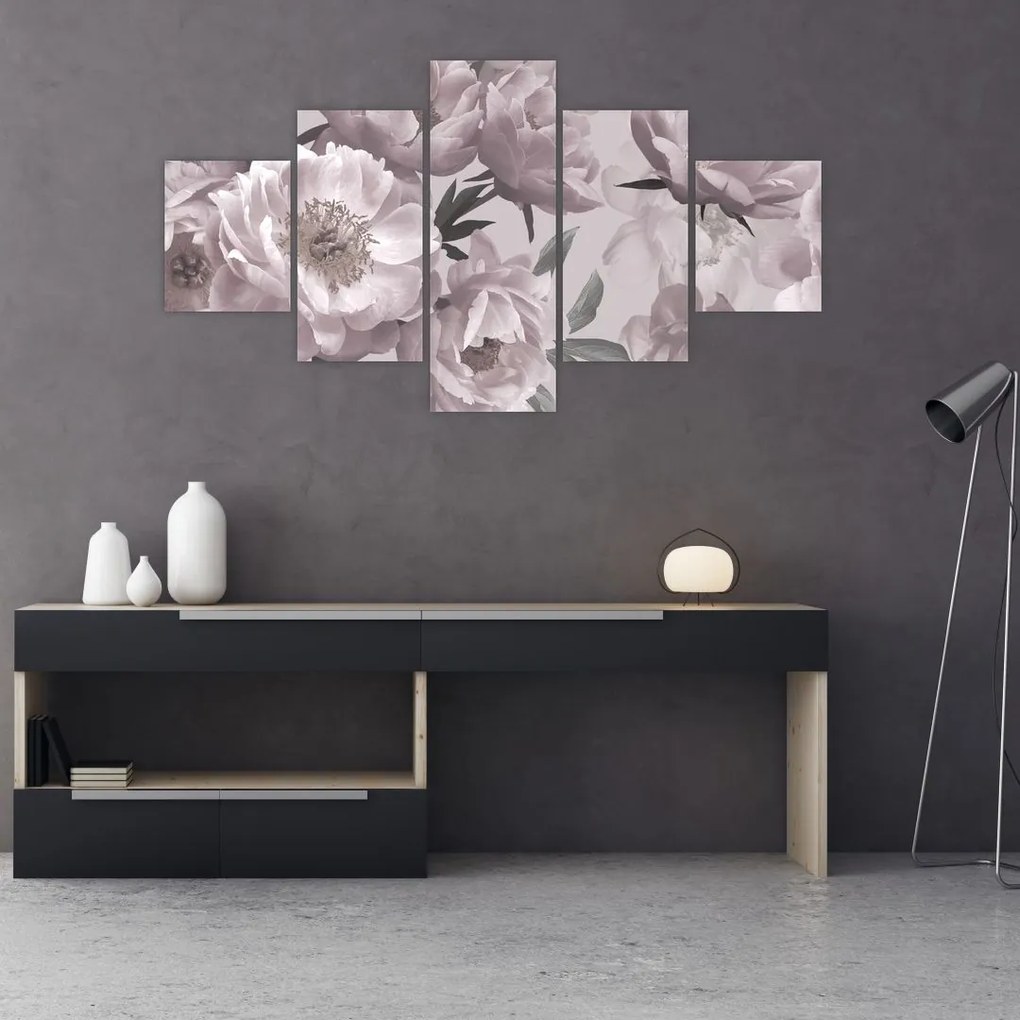 Obraz - Vintage kwiaty piwonii (125x70 cm)