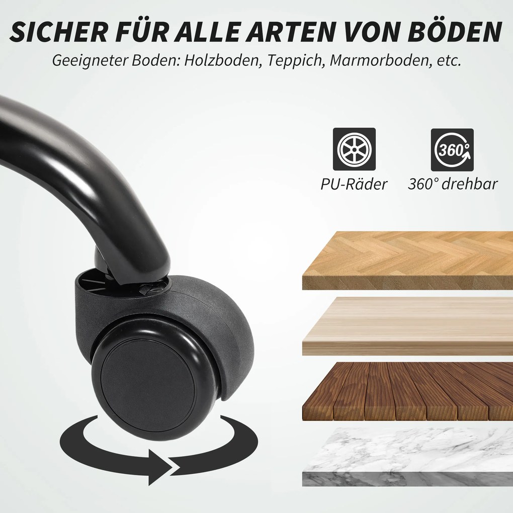 HOMCOM Fotel biurowy z regulowanym oparciem, obrotowy fotel tapicerowany, fotel wyściełany, regulowana wysokość, stal, brązowy