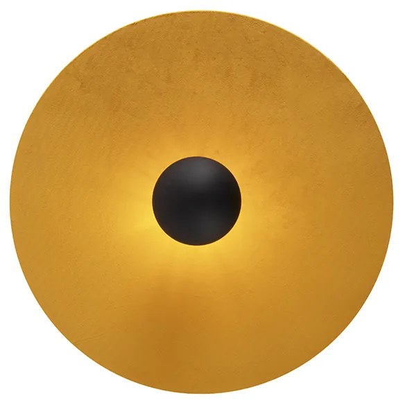 Lampa sufitowa czarna z płaskim kloszem żółtym 45 cm - Combi Nowoczesny Oswietlenie wewnetrzne