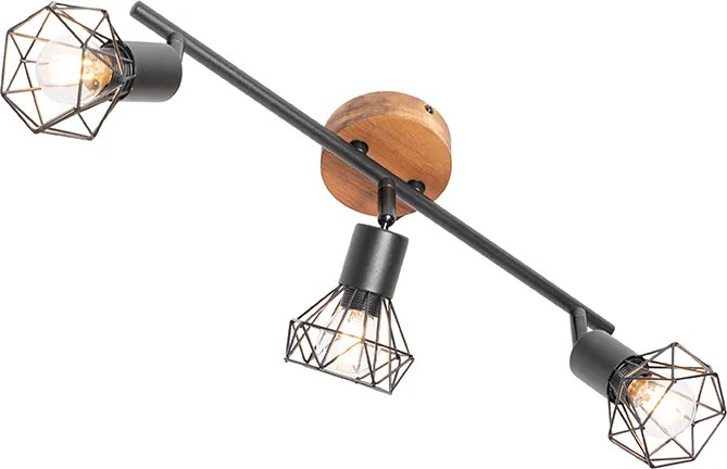 Reflektor czarny z obrotowym i pochylanym drewnem 3-światłowy - Mosh