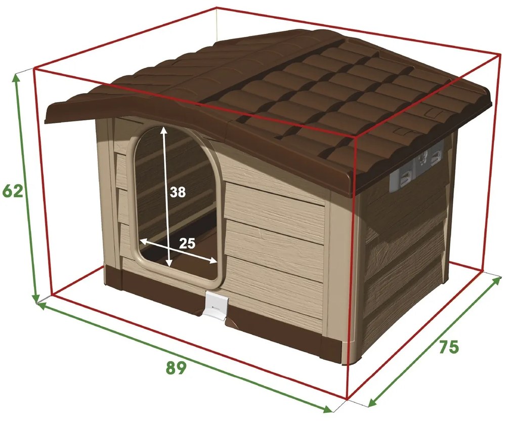 Domek dla psa Bungalow beżowy,  89 x 75 x 62 cm