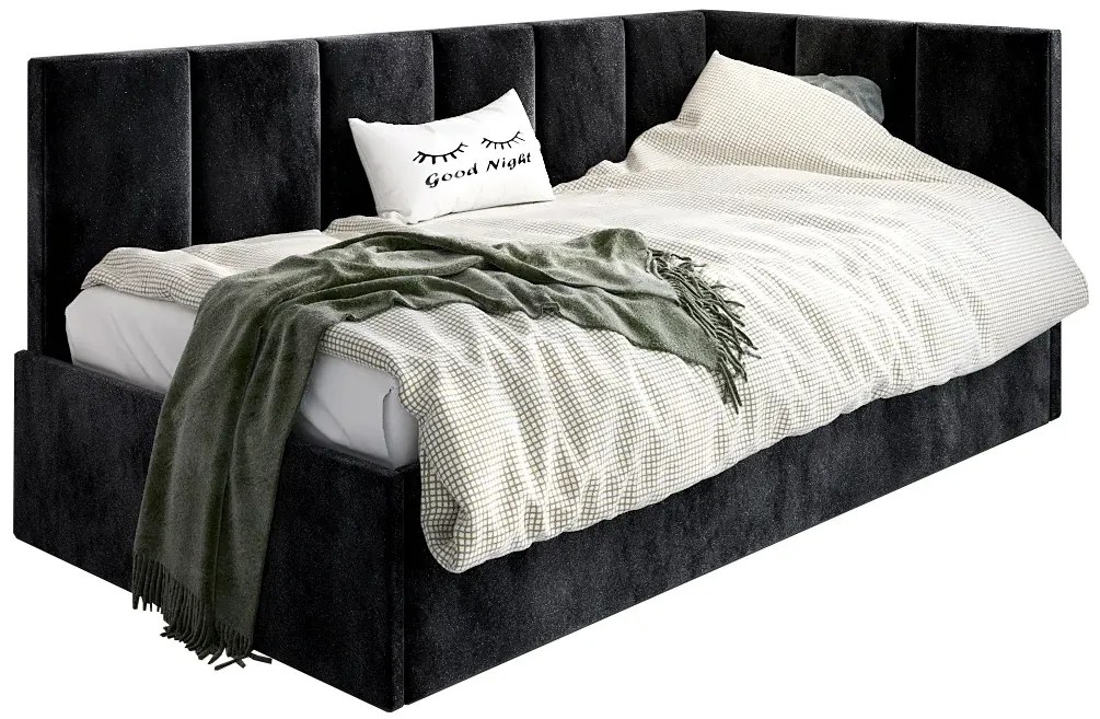 Czarny tapczan młodzieżowy 80x200 - czarny T1-C14