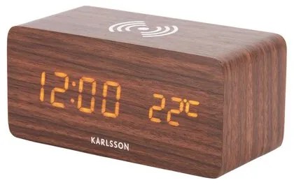 Karlsson 5933DW LED budzik/zegar z funkcją ładowania 15 cm, brązowy