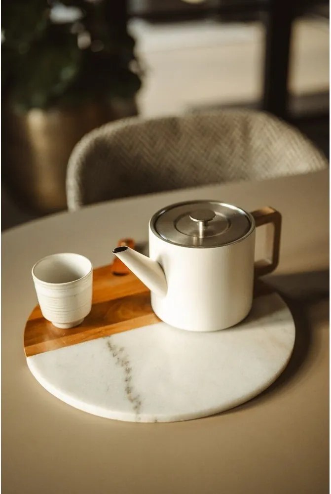 Dzbanek do herbaty ze stali nierdzewnej z sitkiem w kolorze kości słoniowej 1,1 l Duet Narvik – Bredemeijer